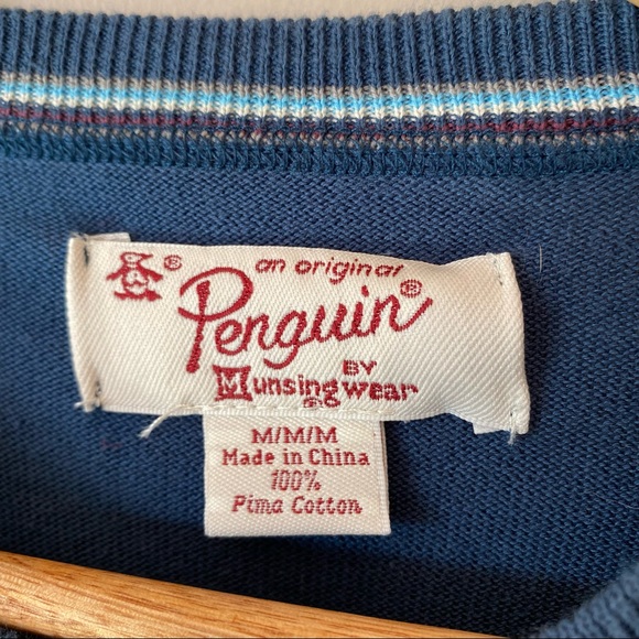 Navy Crew Neck Lightweight Sweater with Penguin Logo - Picture 5 of 7